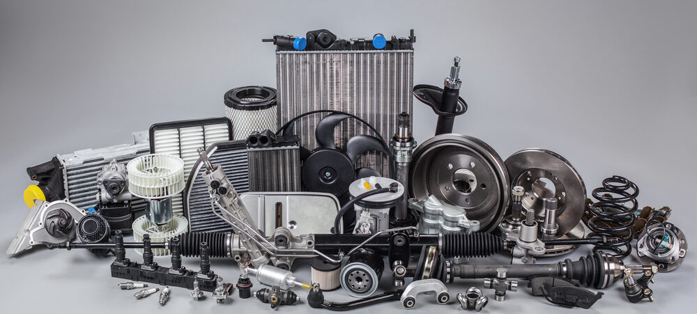 Car,Parts,On,A,Gray,Background